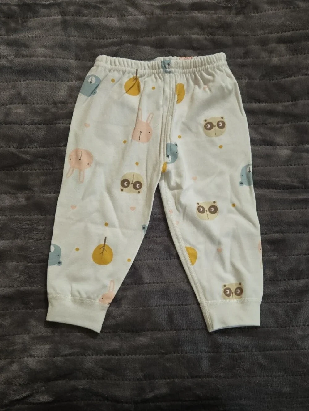 Yellow-Trim Animal Print Baby 2-Piece Set With Hat, Booties, & Mittens